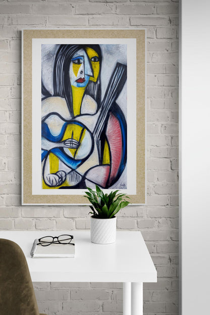 Woman With Guitar, Open Edition Print